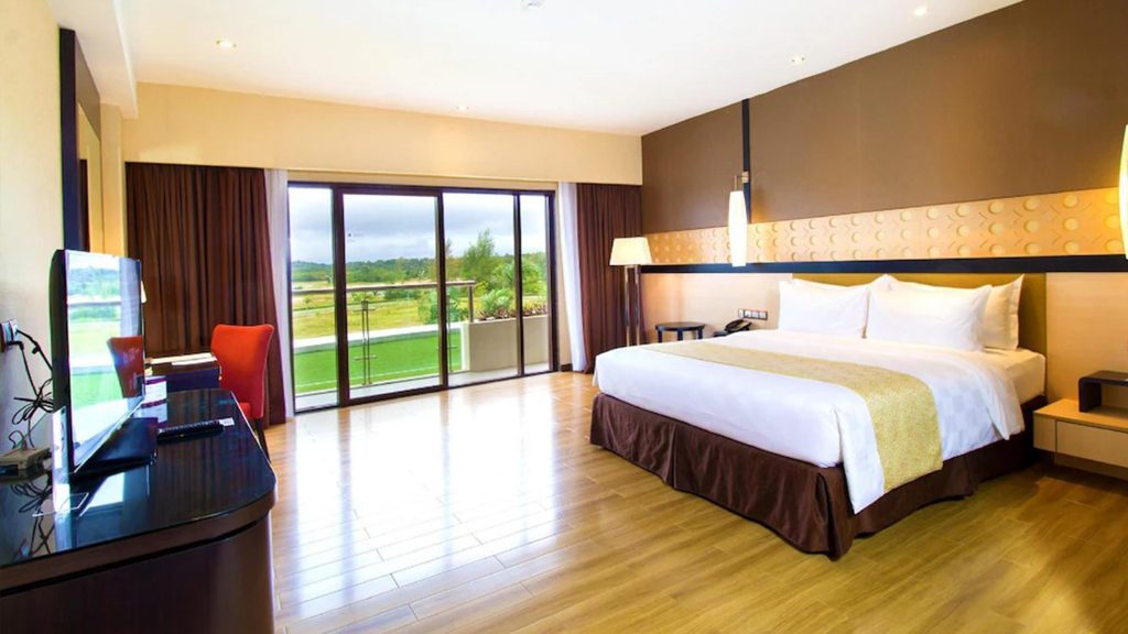 Aerial view of Laguna Golf Bintan paired with Grand Lagoi Hotel and Ria Bintan Golf Club package.