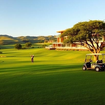 Golfer enjoying a stay at a luxury resort while playing an 18-hole round at a top golf course in Bintan