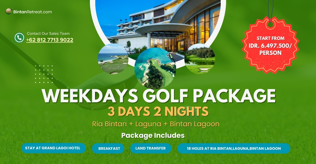 Golfer playing on a stunning Bintan golf course with weekday package 2025
