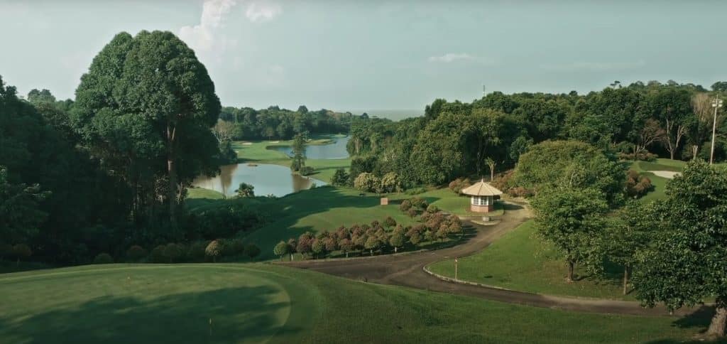 Detailed course layout map of Ria Bintan Golf Club highlighting signature holes and fairways