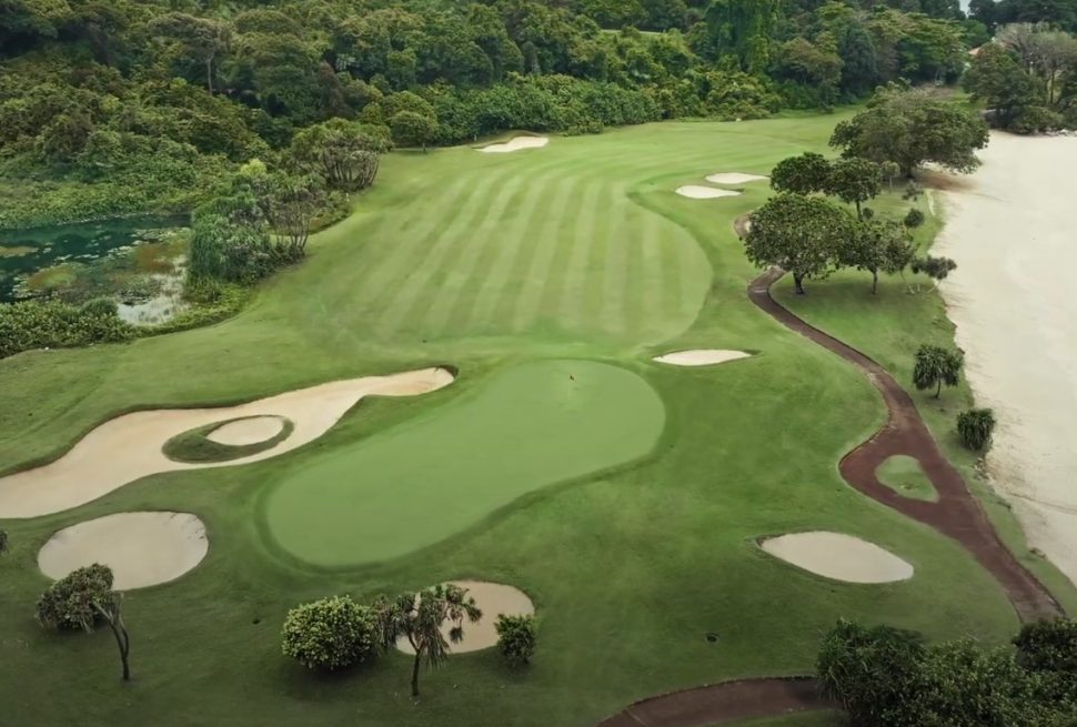 Aerial view of Ria Bintan Golf Club’s Ocean Course overlooking the South China Sea